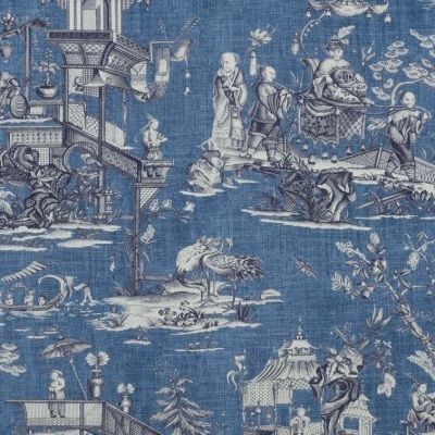 Thibaut Cheng Toile Fabric in Navy